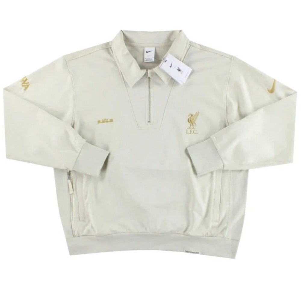 Nike White & Gold Liverpool FC Long Sleeve Polo
